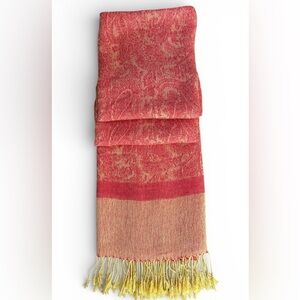 Pashmina Watermelon and Gold Patterned Scarf/Wrap